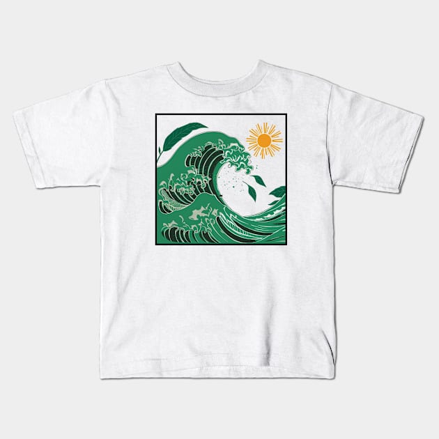 GREEN WAVE Kids T-Shirt by Signum